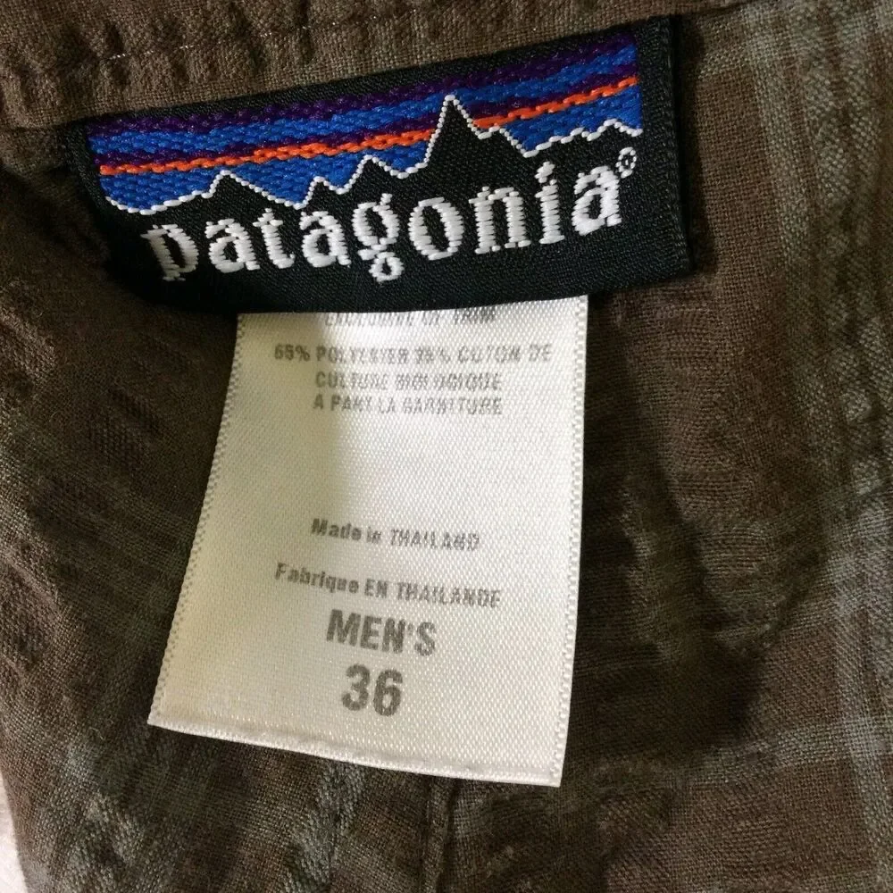 Patagonia Mens Organic Cotton Seersucker Textured Plaid Shorts Brown Size 36 - Picture 7 of 10
